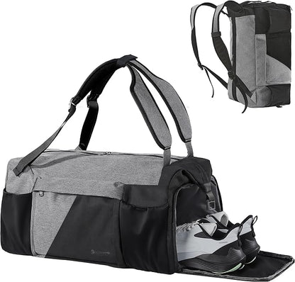 Gym Bag for Men with Shoes Compartment and Wet Pocket Convertible Duffle Bag and Gym Backpack