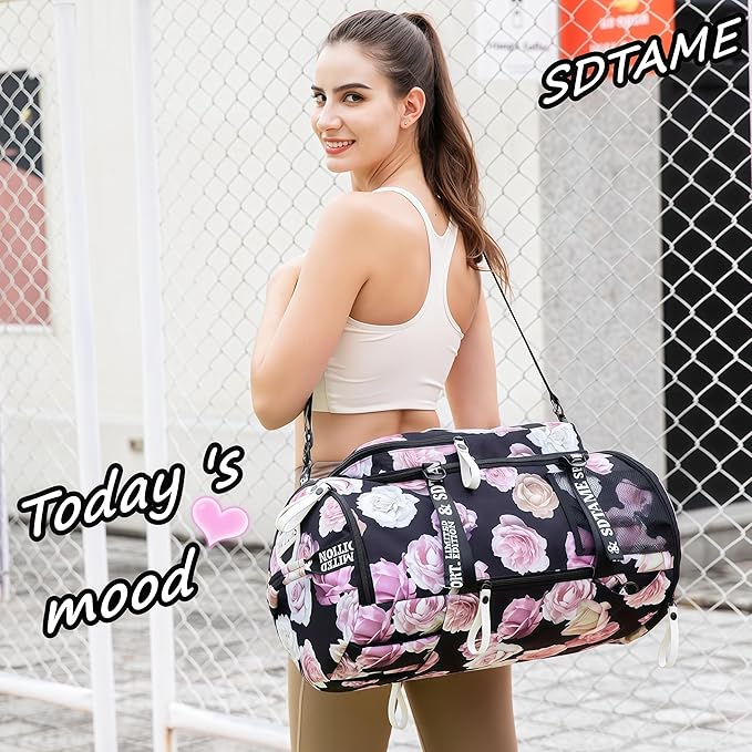 Gym Duffle Bag Backpack with Shoe Compartment,4 ways Travel Backpack for Women and