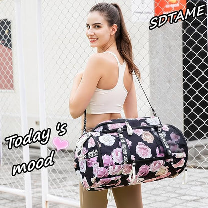 Gym Duffle Bag Backpack with Shoe Compartment,4 ways Travel Backpack for Women and
