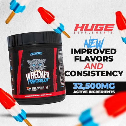 Wrecked Pre Workout Powder, Advanced Formula, Boosts Energy, Focus, Pumps & Performance, 10g