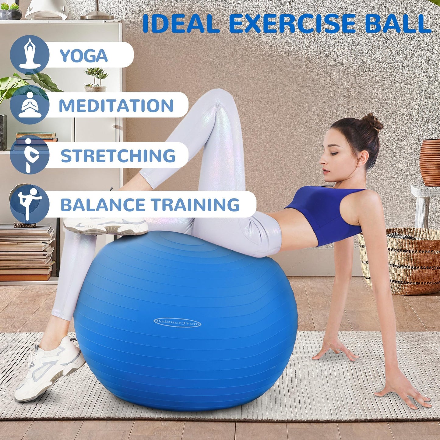 Fitvids Anti-Burst and Slip Resistant Exercise Ball Yoga Ball Fitness Ball Birthing Ball with Quick