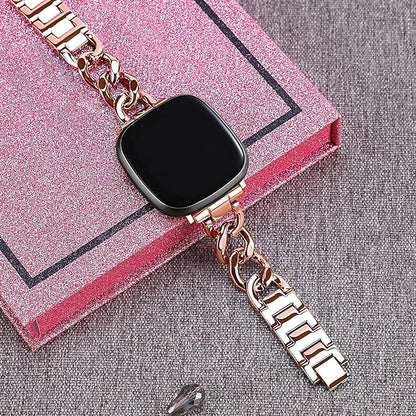 Cool Women Chain Metal Smartwatch Bands Compatible for Fitbit Sense/Fitbit Versa 3 Bands for Dressy