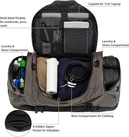 Ubon Large Duffel Bag Weekender Bags with Shoe Compartments 4-Way Sports Gym Backpack with Padded