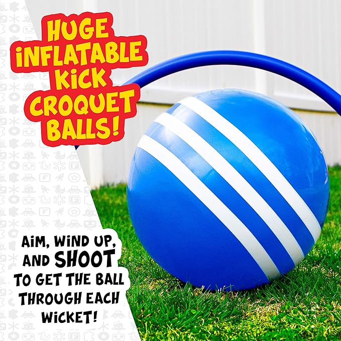 Franklin Sports Kick Croquet Game Set - Perfect for Kids and Adults - Combines Soccer and Croquet