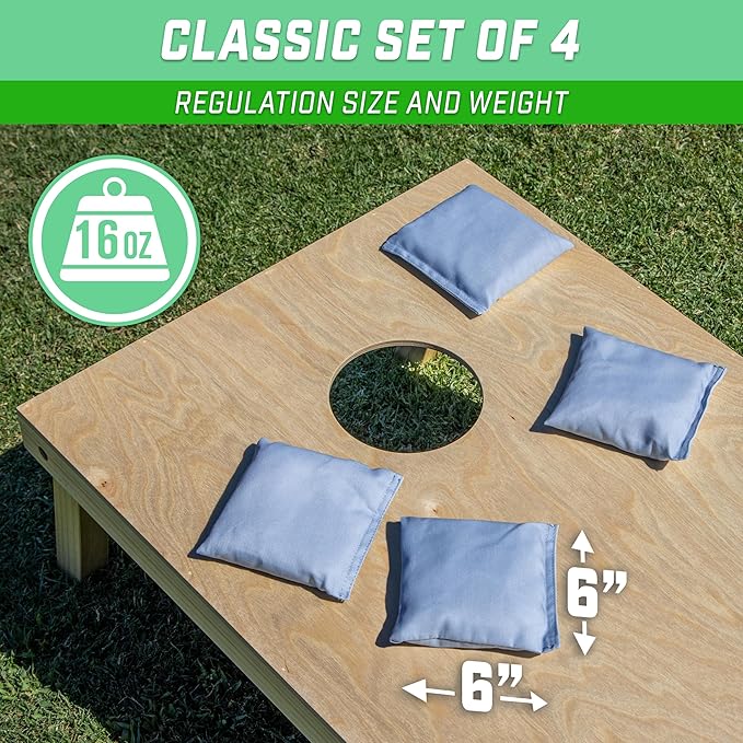 GoSports Classic Cornhole Bean Bags Set of 4-16 Colors Available - Regulation All Weather, Mix and