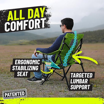 STRONGBACK Camping Chair Guru Heavy Duty Camping Chairs with Lumbar Suppor - Backpack Folding Camp