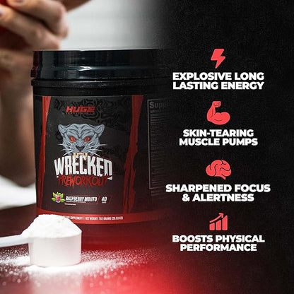 Wrecked Pre Workout, Advanced Formula, Boosts Energy, Focus, Pumps & Performance, 10g L-Citrulline