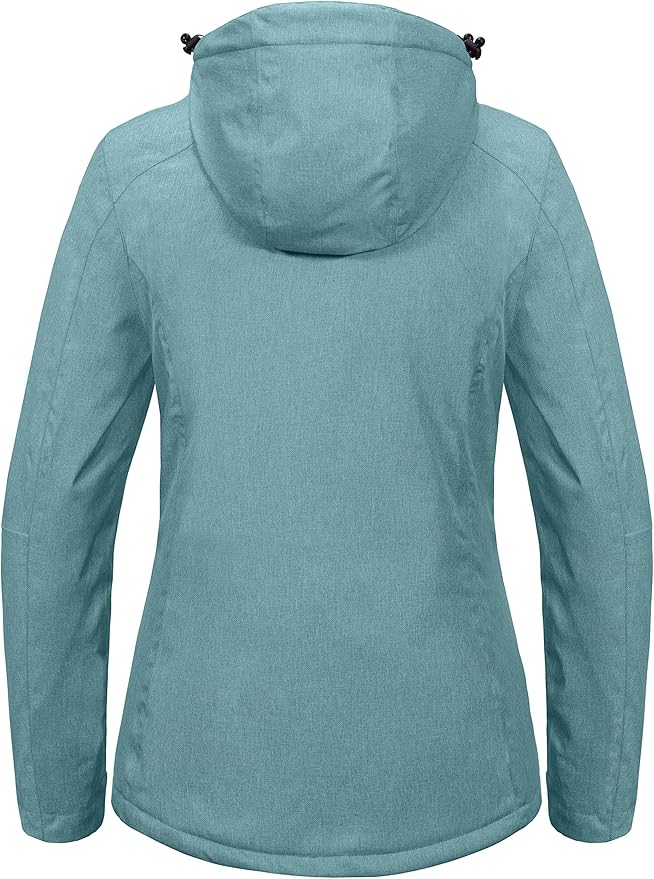 Little Donkey Andy Women's Waterproof Hiking Skiing Jacket with Removable Hood, Fleece Lined Winter