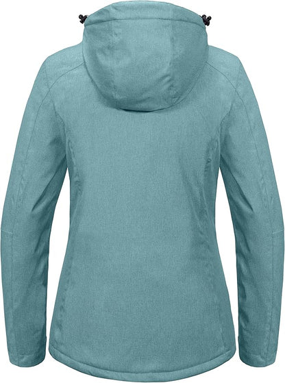 Little Donkey Andy Women's Waterproof Hiking Skiing Jacket with Removable Hood, Fleece Lined Winter