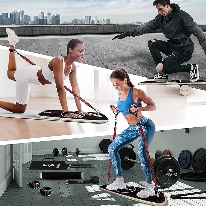 Yes4All Balance Board Sports Trainer, Surf Trainer Board With Adjustable Stoppers, Improve Core