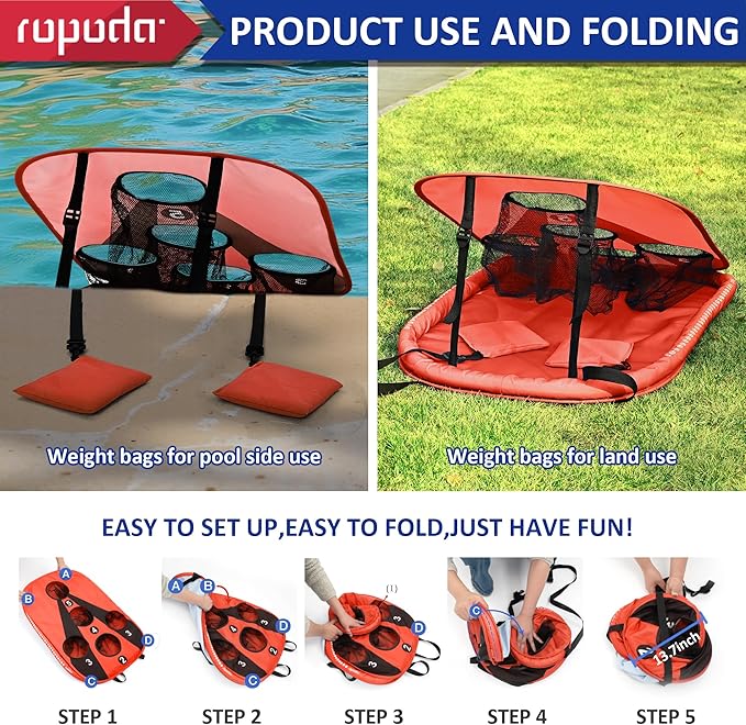 ropoda Pool Cornhole Board Set, 3ft x 2ft Corn Hole Games for Adults, Cornhole Set Floating, Pool