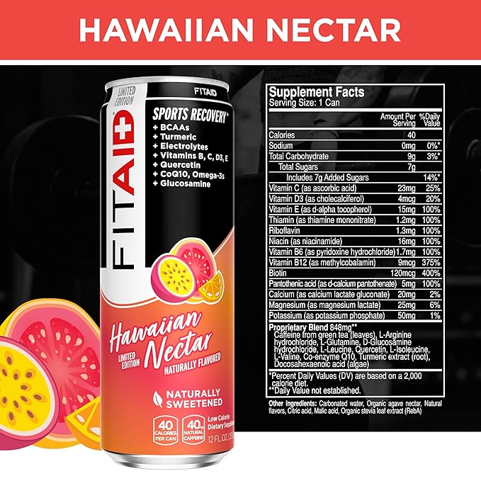FITAID Recovery Blend, Variety Pack, BCAAs, Glucosamine, Electrolytes, Omega-3s, Green Tea, 100%