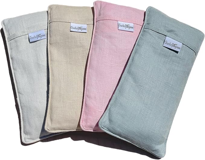 Organic Linen Eye Pillow - Lavender & Flaxseed for Relaxation, Yoga, Stress Relief - Microwavable