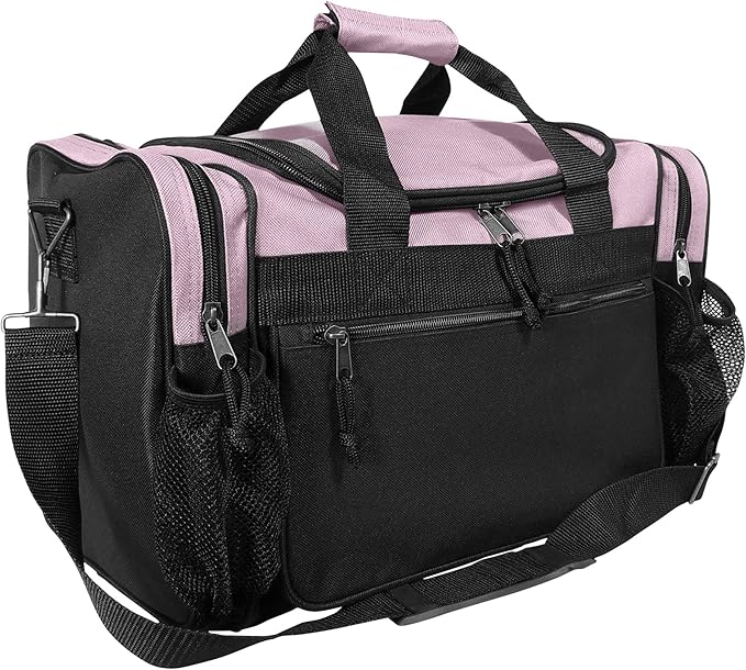 DALIX 17" Duffle Bag Dual Front Mesh Pockets (Black Gold Gray Dark Green Navy Blue Maroon Royal