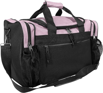 DALIX 17" Duffle Bag Dual Front Mesh Pockets (Black Gold Gray Dark Green Navy Blue Maroon Royal