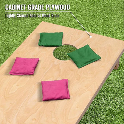 GoSports Regulation Size Wooden Cornhole Set with Natural Wood Finish - Includes Carrying Case