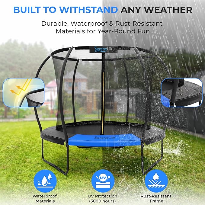 Serenelife 12FT 10FT 8FT Recreational Trampolines with Enclosure Net and Ladder and Anti-Rust