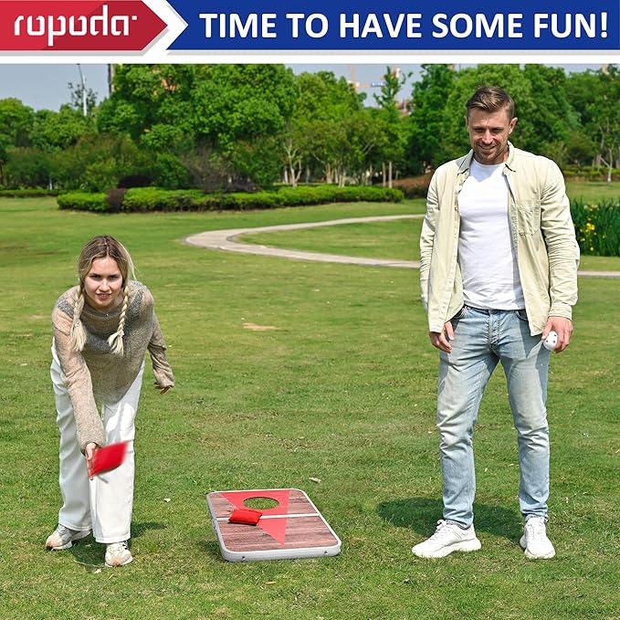 ROPODA Portable Cornhole Board Set,24 x 16 in Corn Hole Games for Adults with 8 Bean Bags