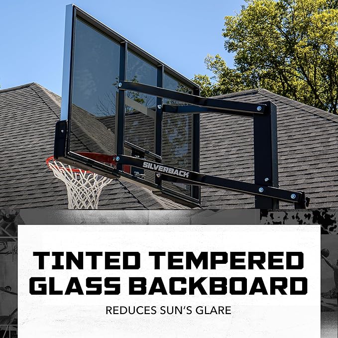 Silverback In-Ground Basketball Hoops, Adjustable Height Tempered Glass Backboard and Pro-Style