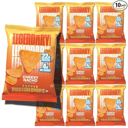 Legendary Foods Cheesy Nacho Protein Chips – Popped Tortilla Style – 22g High Protein, 4g Net