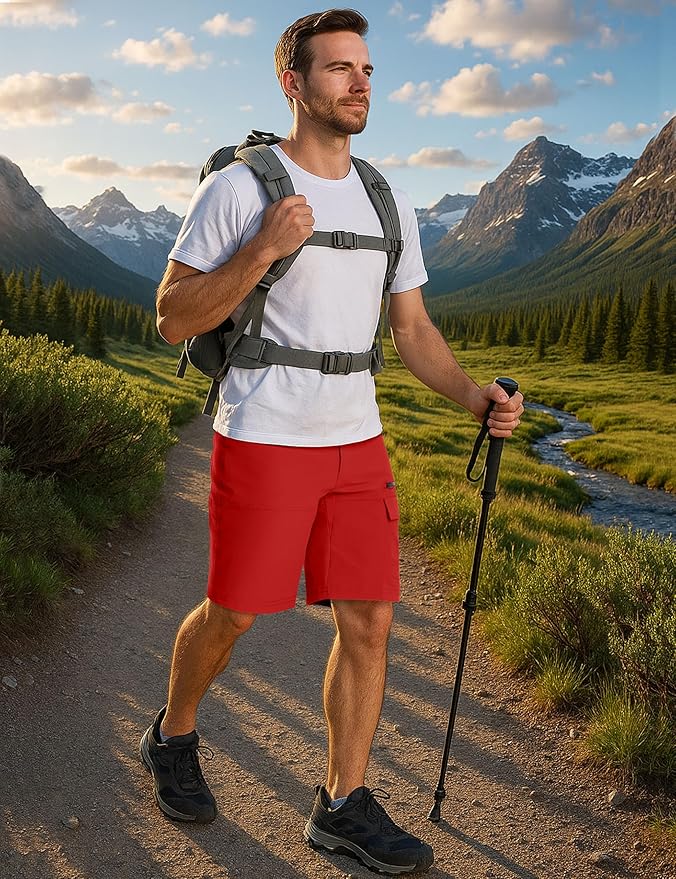 CRYSULLY Men's Hiking Cargo Shorts Outdoor Summer Lightweight Quick Dry Work Casual Shorts with 5