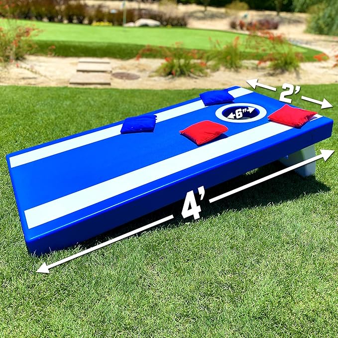 GoSports 4 x 2 ft All Weather Cornhole Boards - American Flag, Red, or Blue - Game Set Includes 8
