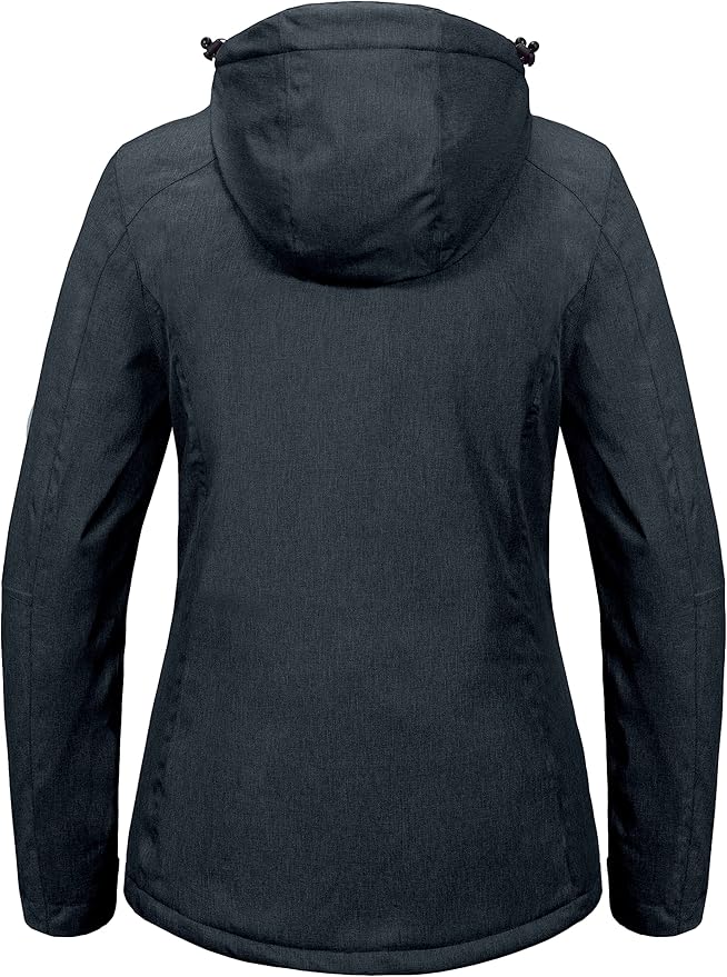 Little Donkey Andy Women's Waterproof Hiking Skiing Jacket with Removable Hood, Fleece Lined Winter