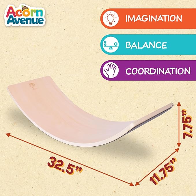 Non Slip Balance Board, 35 Inch Non Slip Felt Rocker Board Durable Wood, Kids Toddler Open Ended