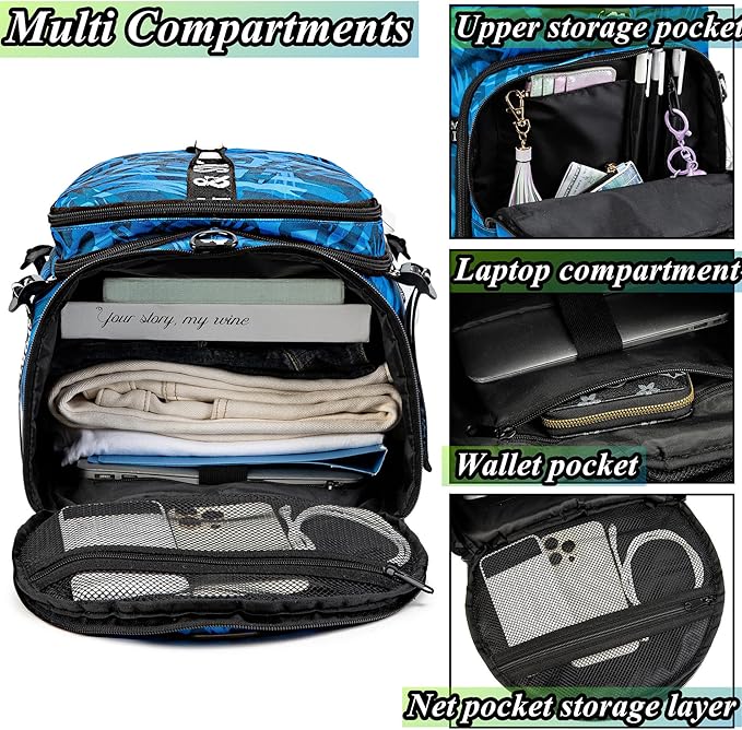 Gym Duffle Bag Backpack with Shoe Compartment,4 ways Travel Backpack for Women and