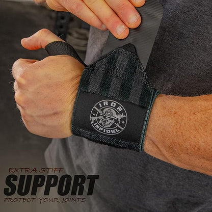 Iron Infidel Wrist Wraps for Weightlifting - 18" and 24" Heavy Duty Support for Working Out, Gym
