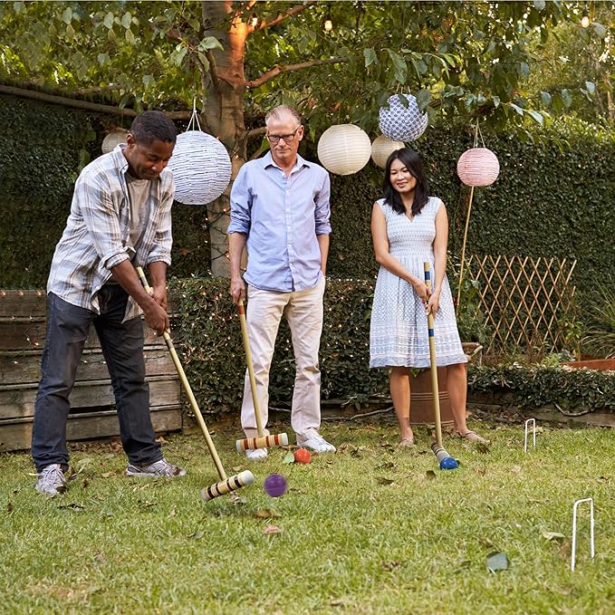 ropoda 35In Updated Six-Player Croquet Set with Wooden Mallets, Colored Balls, Sturdy Carrying Bag