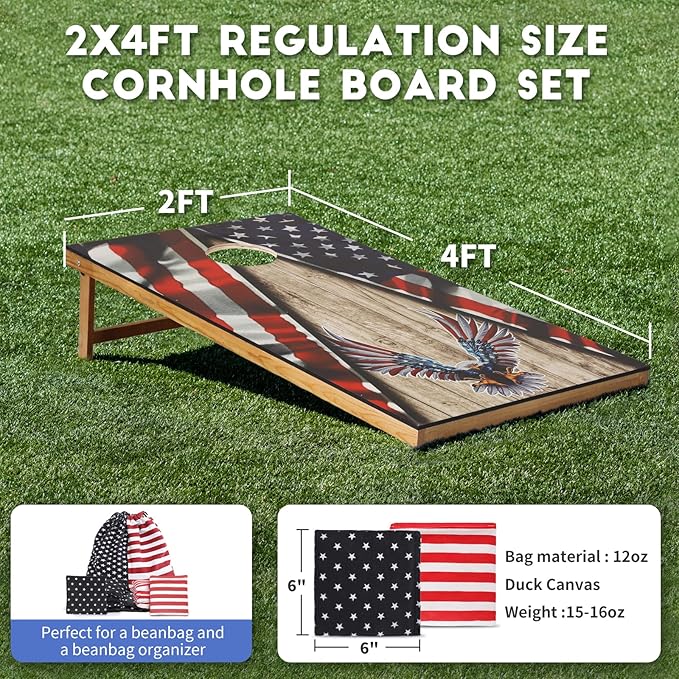 Cornhole Set, Corn Holes Outdoor Game, Regulation Cornhole Boards, Portable Cornhole Set, Classic