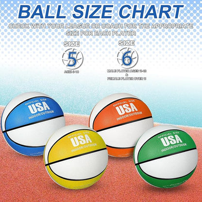 Libima 4 Pcs Rubber Basketball with Pump Official Size Indoor Outdoor Basketball Game Practice