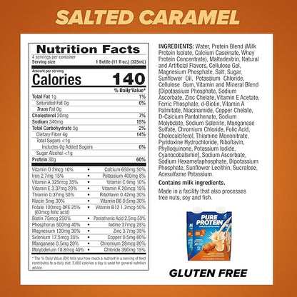 Pure Protein Salted Caramel Shake, Ready to Drink and Keto-Friendly, Vitamins A, C, D, and E Plus