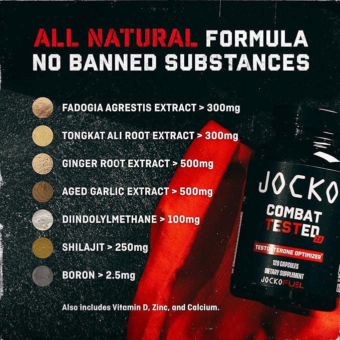 Jocko Fuel Test Booster for Men - Natural Endurance, Stamina, & Strength Booster - Muscle Builder