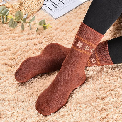 NinetoFiveLife Pack of 4 Womens Merino Wool Socks Winter Hiking Socks Knit Outdoor Recreation Socks