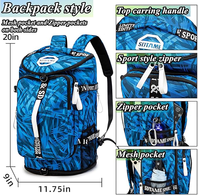 Gym Duffle Bag Backpack with Shoe Compartment,4 ways Travel Backpack for Women and