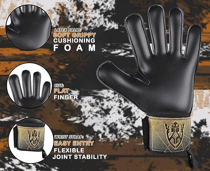 Soccer Goalie Goalkeeper Gloves for Kids Boys Youth & Adult,Latex Strong Grip Palms with Removable