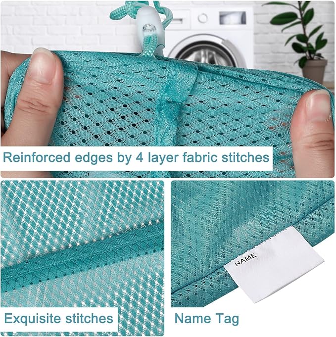 Polecasa Heavy Duty Large Mesh Laundry Bags with ID Tag and Locking Drawstring Closure - 2 Pack, 24