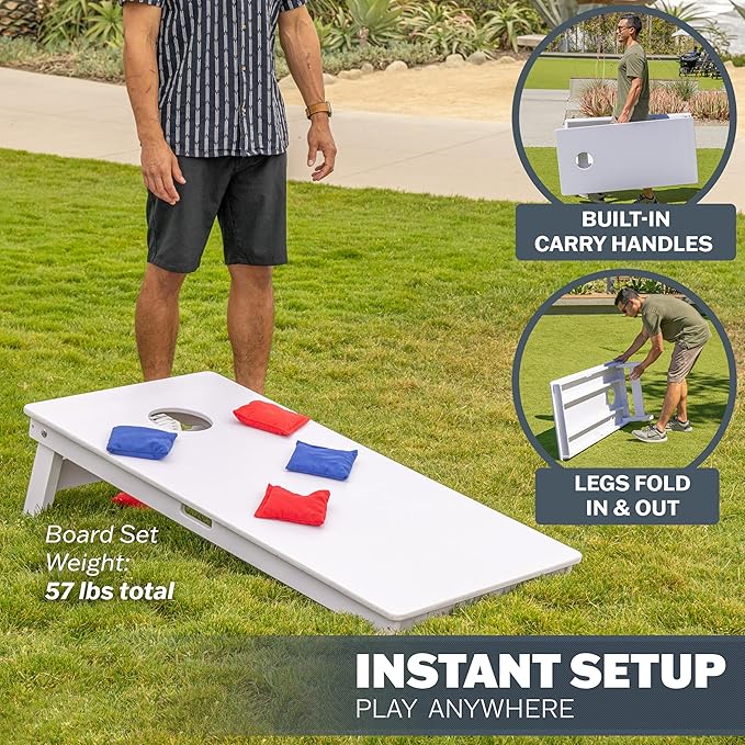 GoSports 4 x 2 ft Resort Collection All Weather Cornhole Boards - Choose Rustic, Beach, White DIY
