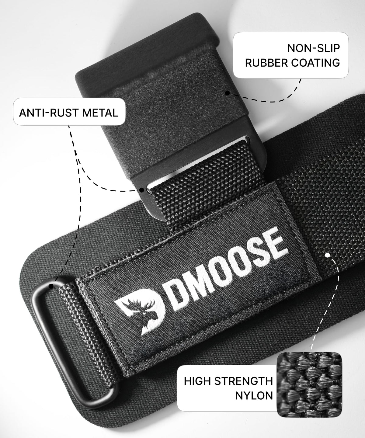 DMoose Fitness Weight Lifting Hooks (Pair) for Deadlifts, Pull Ups, Rows & Shrugs - Anti-Rip Nylon