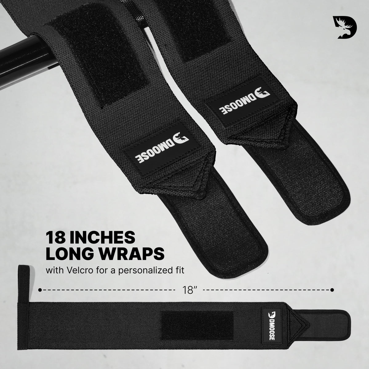 DMoose Wrist Straps for Weightlifting 12 and 18 Inches Thumb Loops with Wrist Support for Workouts