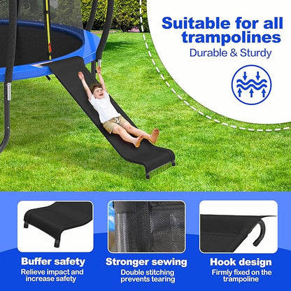 Universal Trampoline Slide with Buffer Region, Heavy Duty Steel Trampoline Accessory, for 8 10 12