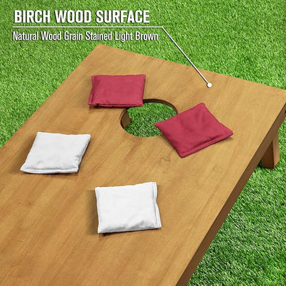 GoSports 4 ft x 2 ft Regulation Size Wooden Cornhole Boards Set - Includes Carrying Case - Full