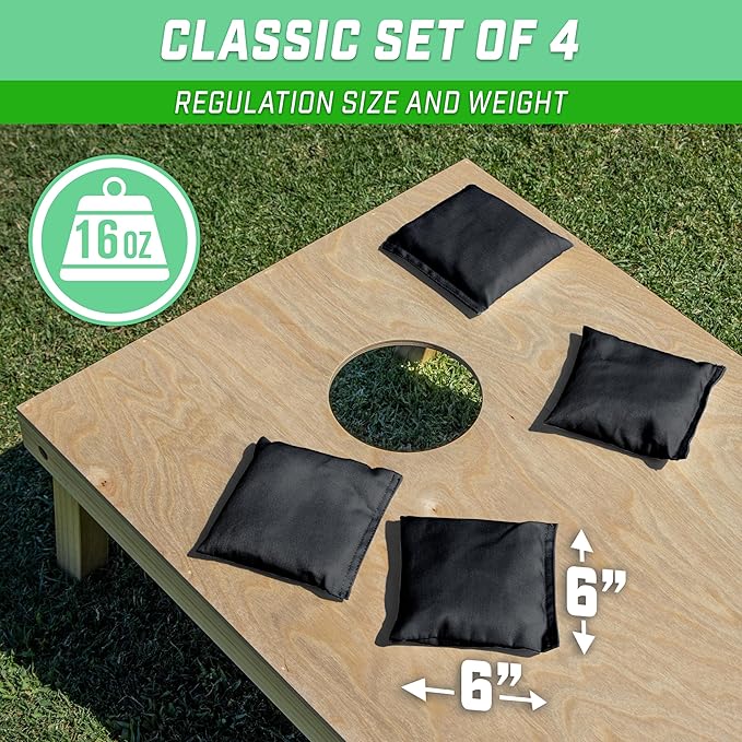 GoSports Classic Cornhole Bean Bags Set of 4-16 Colors Available - Regulation All Weather, Mix and