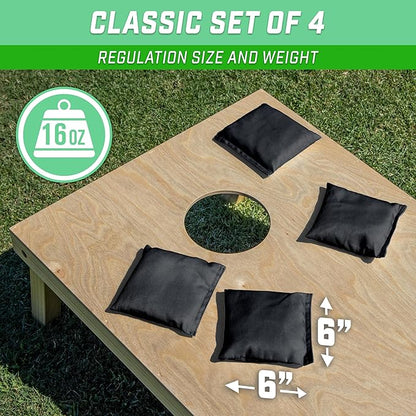 GoSports Classic Cornhole Bean Bags Set of 4-16 Colors Available - Regulation All Weather, Mix and