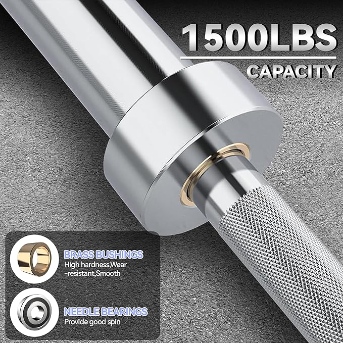 Barbell Bar for Weightlifting - 7FT Heavy Duty (1500LB/700LB), 4FT Short (500LB), 47" EZ Curl Bar