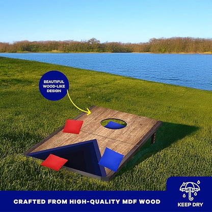 Portable Cornhole Board Set 24"x15", Foldable Wooden Travel Size Corn Hole Game Sets, Incl 2 Boards