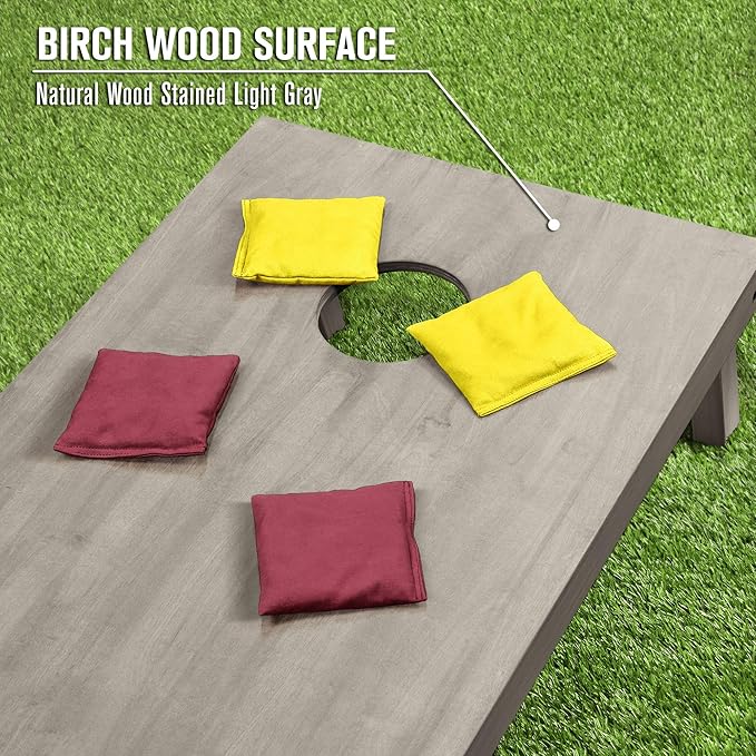 GoSports 4 ft x 2 ft Regulation Size Wooden Cornhole Boards Set - Includes Carrying Case and Bean
