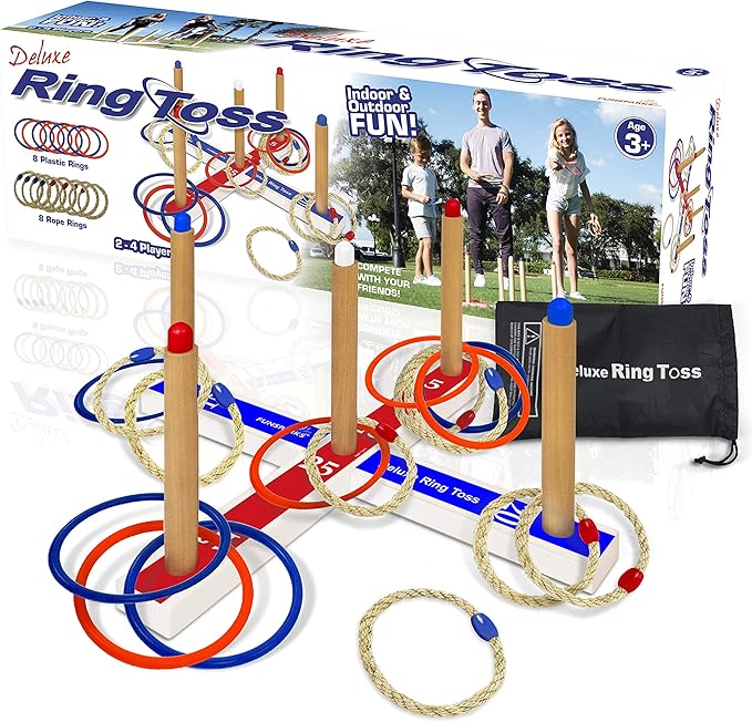 Ring Toss Game for Kids, Fun Ring Tossing Outdoor Game Set Carnival Games Set Indoor & Outdoor Game